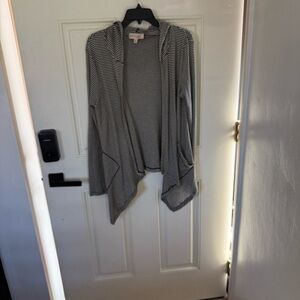 Philosophy Black and White Striped Cardigan with Hood